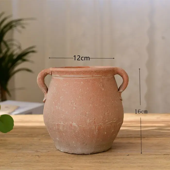 Pot en argile rétro, grand diamètre, vase à fleurs en céramique poreux, pots de plantes, pot en argi