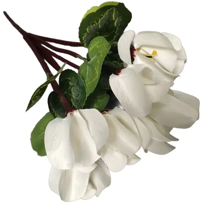 Bouquet de fleurs artificielles colorées en cyclamen rouge