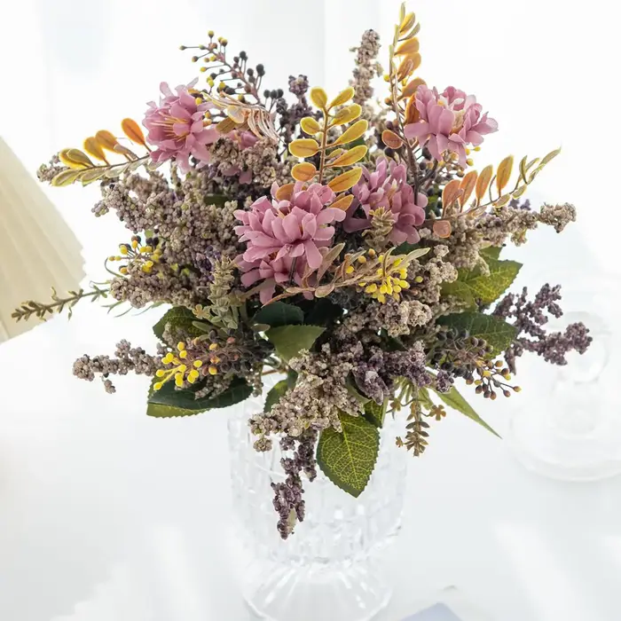 Plante de fleur artificielle chrysanthème bulle herbe bricolage festival de saint valentin maison extérieure jardin décoration murale mariage bouquet de mariée
