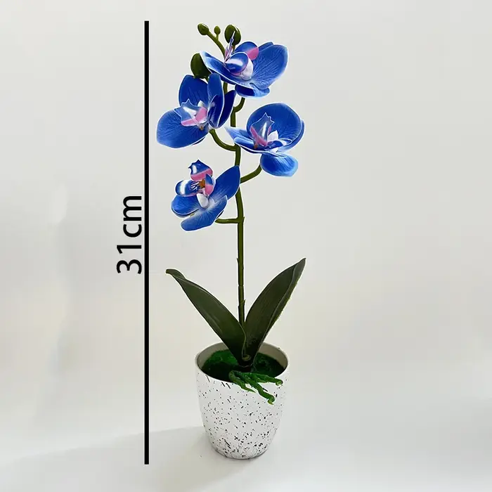 Orchidée Papillon – Ensemble de 4 fleurs en pot – Décoration de salon – Ornement en pot d'orchidée