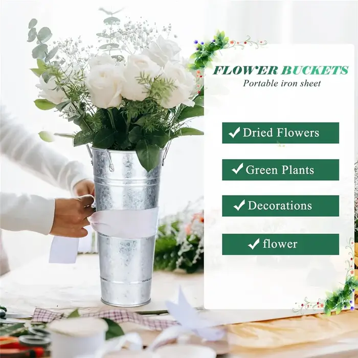Barre de fleurs en seau galvanisé SOFT-6 pièces