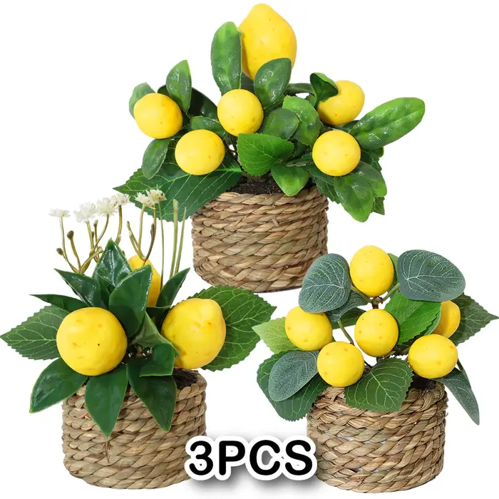 Ensemble de plantes artificielles au citron jaune vibrant