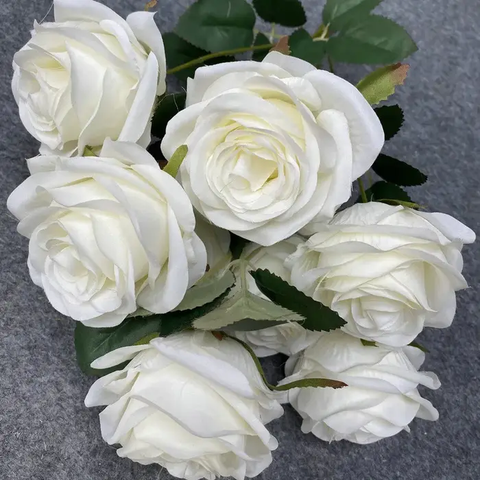 1 Bouquet de 9 Têtes de Roses Artificielles, Camélias en Soie, Fleurs Artificielles pour DIY, Décora