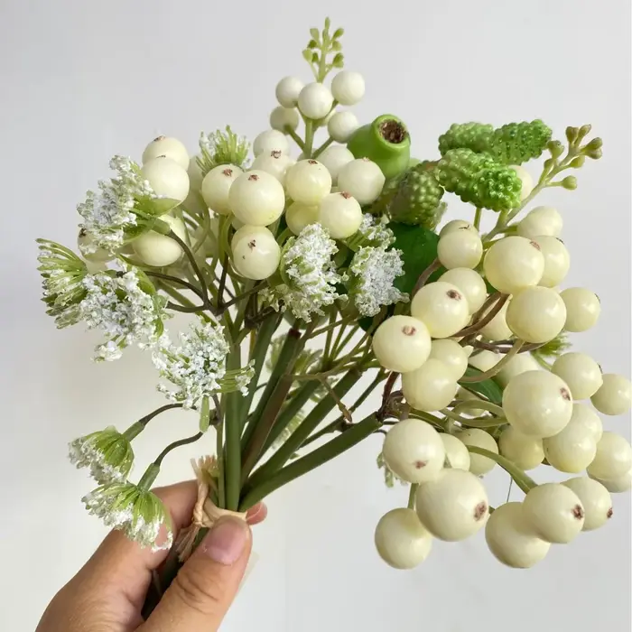 2 bouquets de fleurs artificielles, baies et plantes fruitières, décorations pour la maison, ornemen