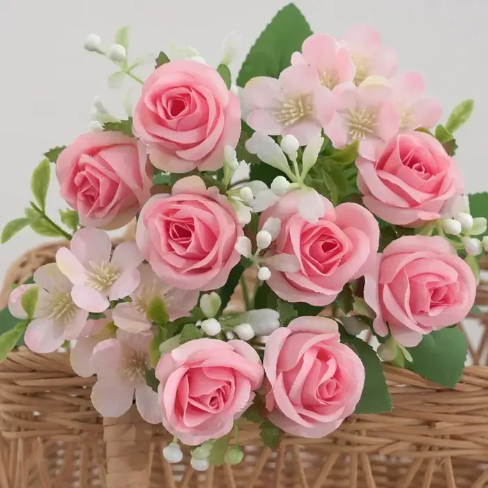 Bouquet d'hortensia de roses artificielles d'aloès vert