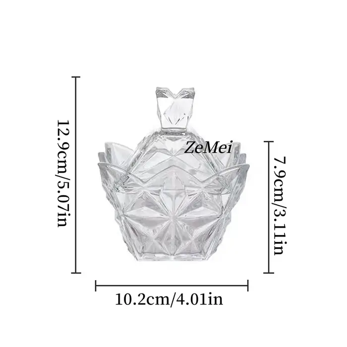 Pot à bonbons en verre de style européen en forme de diamant, pot à bijoux transparent en verre avec