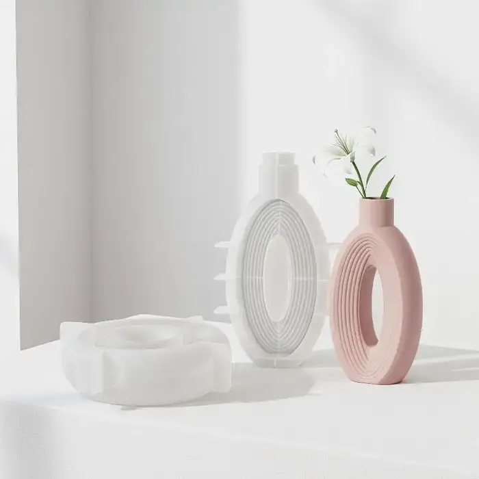 Moule en silicone en forme de donut nordique pour vase, pot de fleurs, mini vase pour arrangement floral, pot, moules en plâtre et résine, décoration intérieure