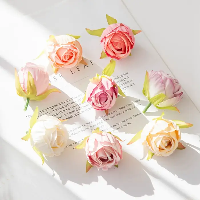 Pas cher fleur artificielle soie bourgeons de thé Rose pour couronnes de mariage bouquet noël maison décorative bricolage Scrapbooking cadeaux offre spéciale