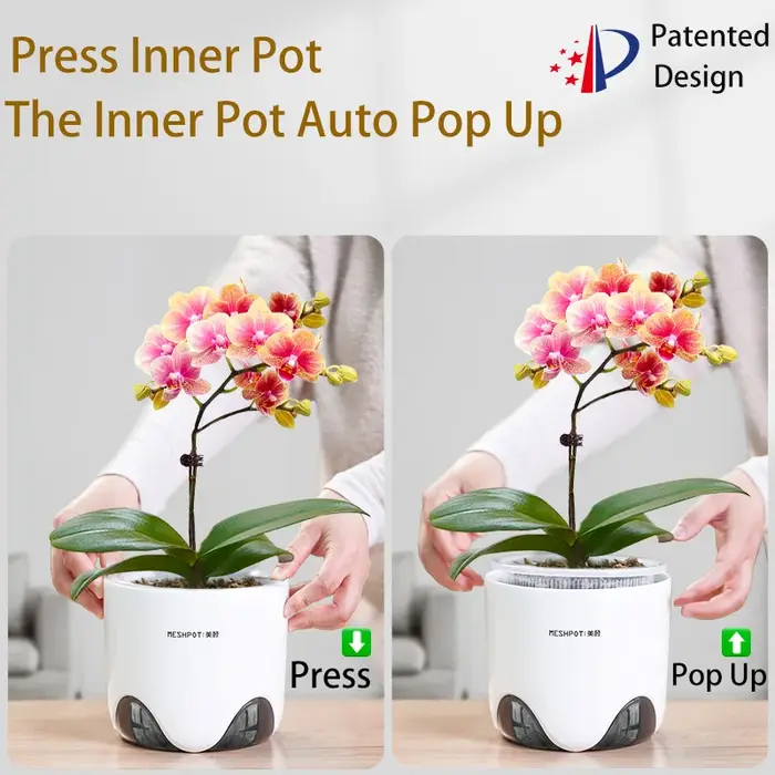 Pots d'orchidées à double couche Meshpot avec trous – Jardinières en plastique imitant la céramique