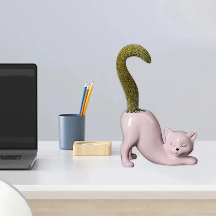 Pot de fleurs en céramique en forme de chaton