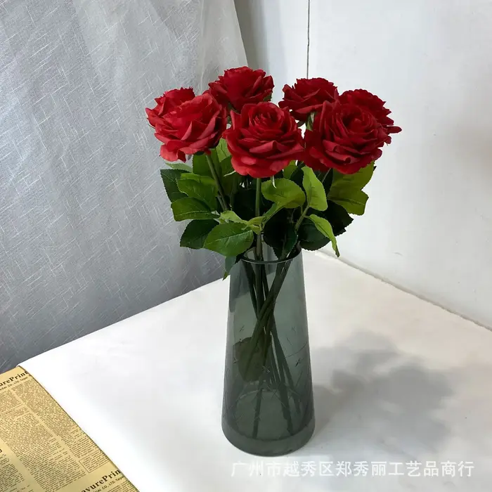 Lot de 5 roses artificielles Alice à tête unique