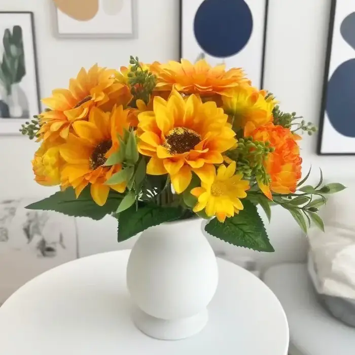 Bouquet de chrysanthème tournesol en soie