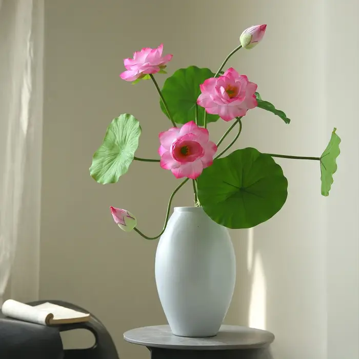 5 pièces de nouvelles branches de lotus roses chinoises