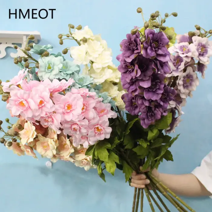 HMEOT 80cm 21 têtes de fleurs artificielles de delphinium longues