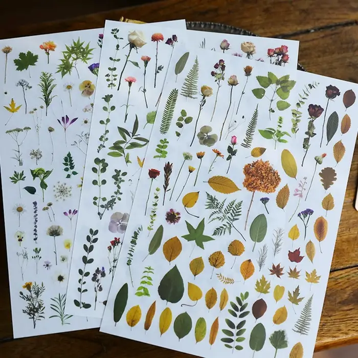 Plante feuilles fleur frotter sur autocollants esthétique Scrapbooking Journal déco transfert autoco
