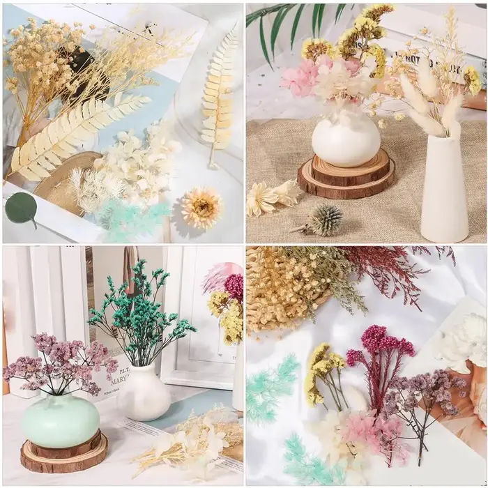Kit de Matériaux DIY pour Artisanat Floral : Fleurs Séchées Réalistes et Multicolores pour Bougies