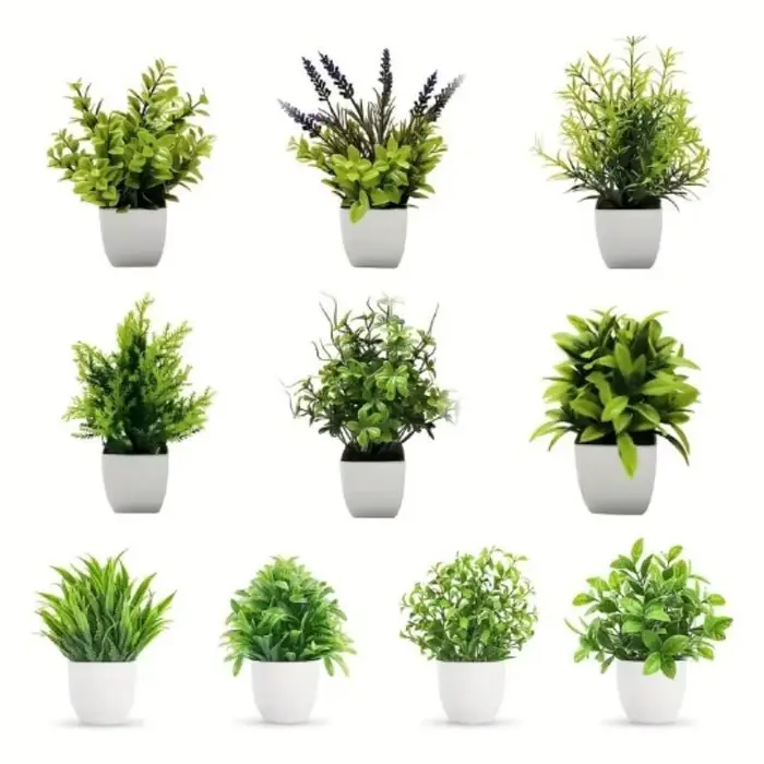 Plantes artificielles en pot avec feuillage réaliste et sans entretien, parfaites pour la décoration de la maison, du bureau, de la salle de bain, de la table ou des étagères.