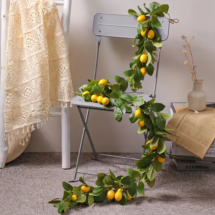 Couronne de citron artificielle avec plantes vertes