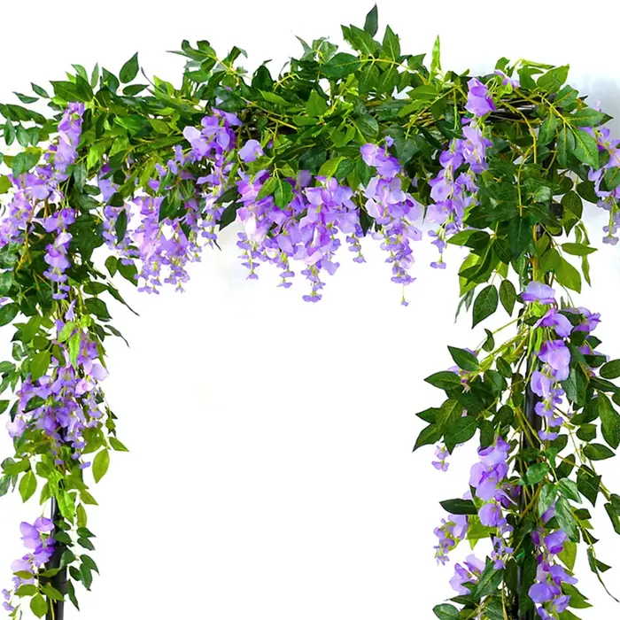 Guirlande de fleurs de glycine artificielles luxueuses, 70.8 pouces, décoration d'arc de jardin de m