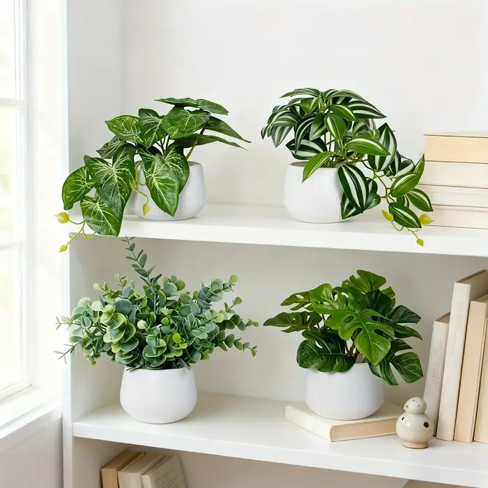 Plantes vertes artificielles en pot pour les rebords de fenêtre et les bureaux à domicile