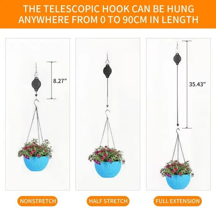 Paniers de jardin Pots crochet suspendu ascenseur réglable plante poulie ensemble
