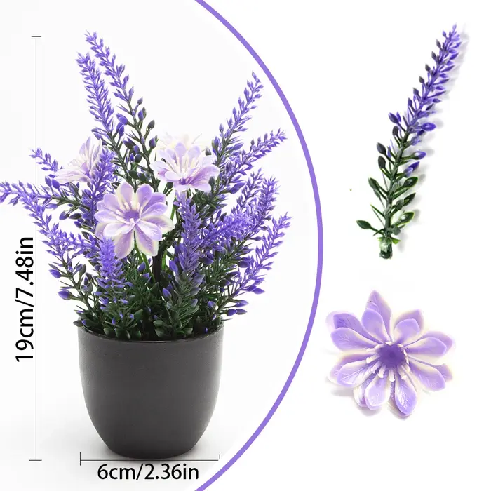 Plantes artificielles de lavande en pot, mini fleurs de marguerite en plastique, bonsaï pour la déco