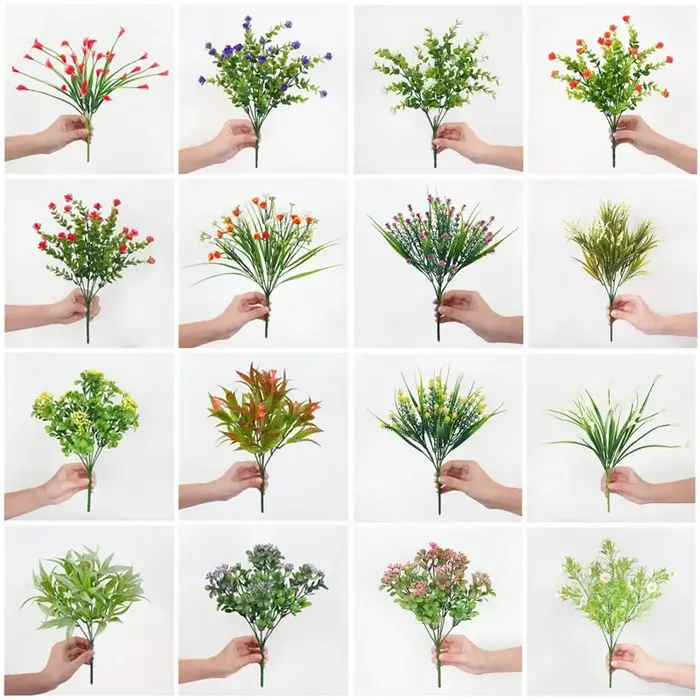 Fleurs artificielles vertes, lys Rose Gypsophila, décoration de mariage, plantes d'herbe d'eucalyptus, fausses plantes, décoration de salon et de maison, DIY bricolage