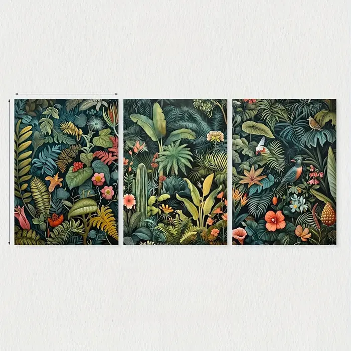 Lot de 3 tableaux muraux vintage à motifs floraux