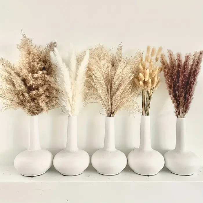 105 pièces fleurs séchées naturelles Pampas Bouquet Floral Boho pays décoration de la maison queue de lapin herbe Reed décor de mariage Arrangement