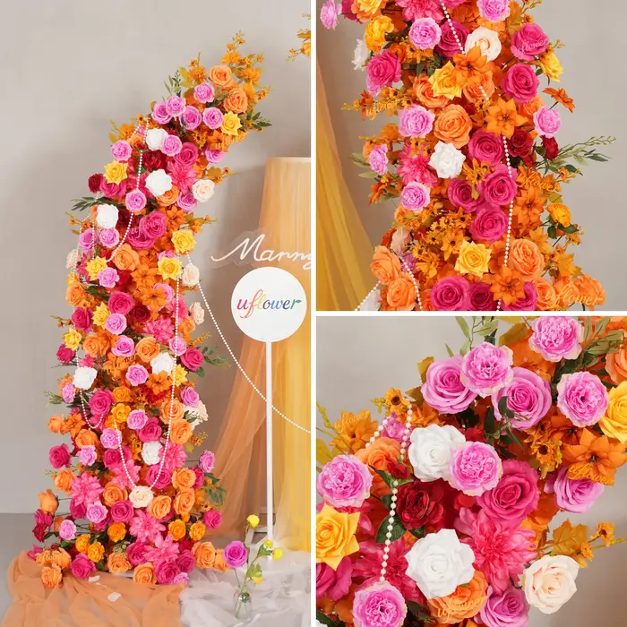 Arche de fleurs artificielles Uflower Orchid Red pour mariage