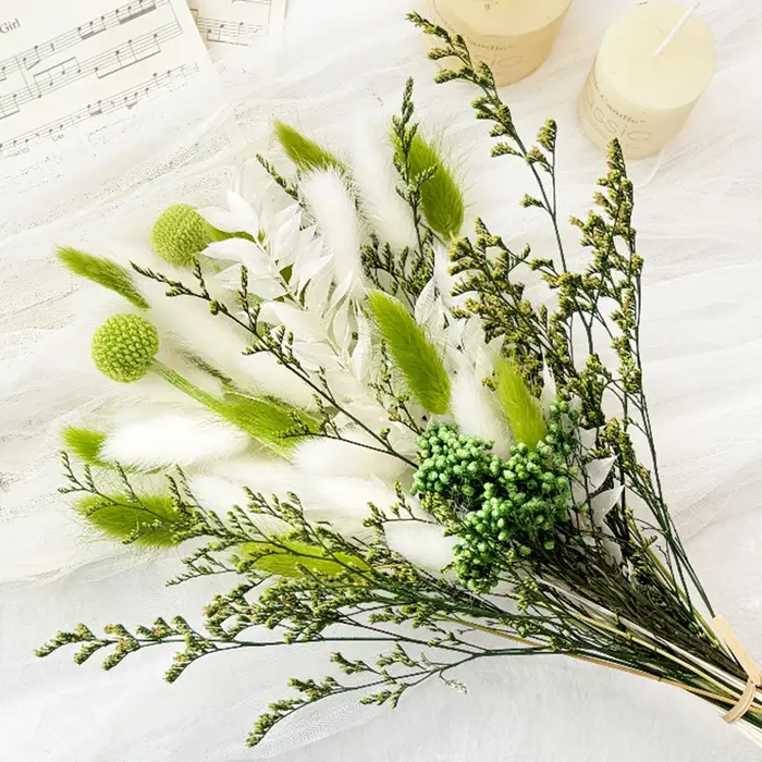 Rustique romantique oubliez-moi pas fleur queue de lapin herbe boule dorée fleurs séchées Arrangemen