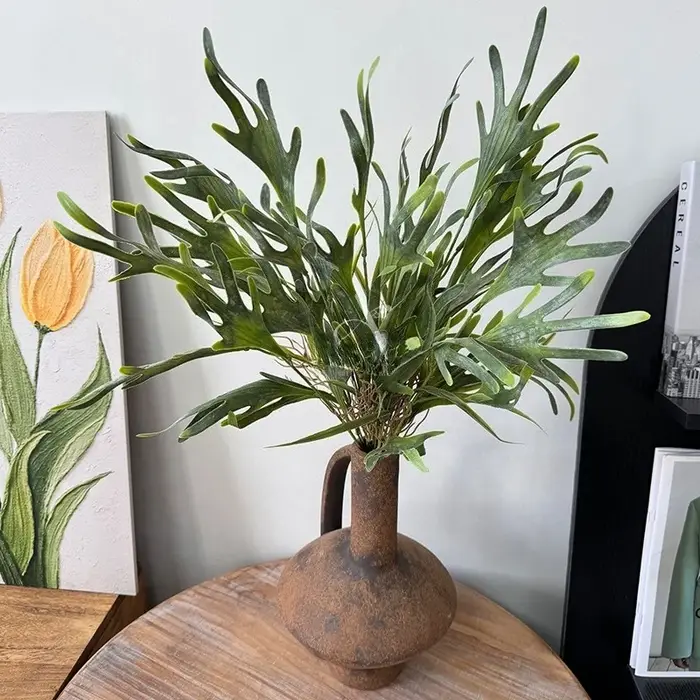 Plante artificielle réaliste, feuille de bois de cerf, pour maison, bureau, hôtel, Vase de bureau, décoration extérieure de sol de jardin