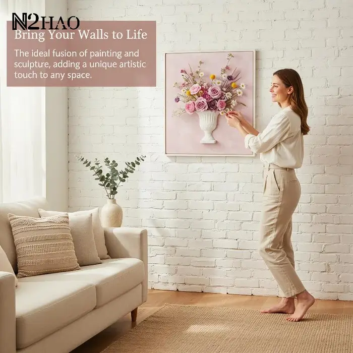 Vase mural demi-cercle blanc pour peinture à l'huile à la française