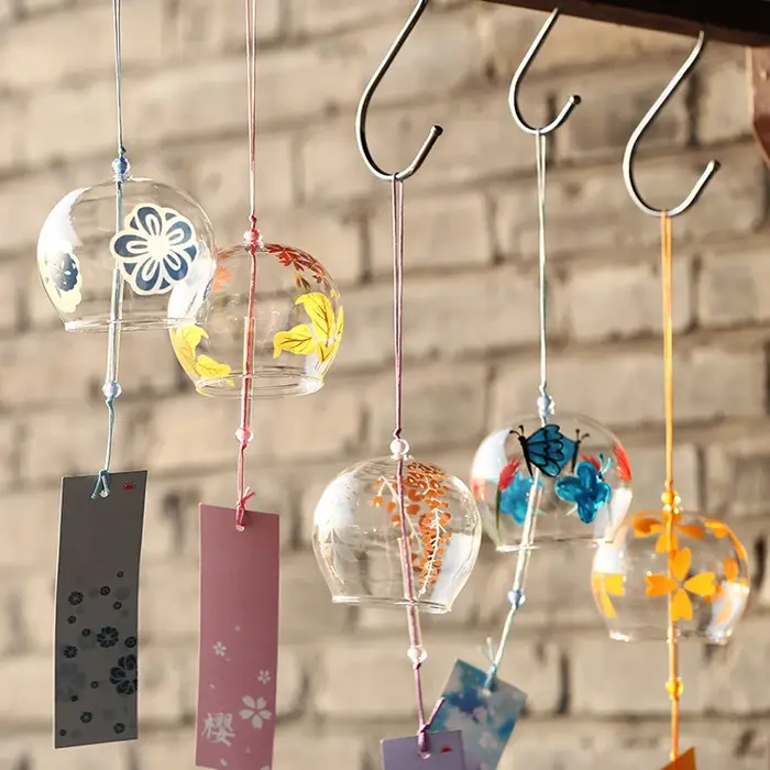 Carillons éoliens de paysage en verre de style japonais Kawaii