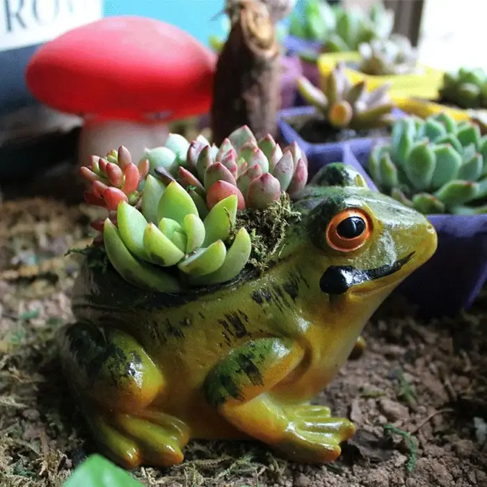 Pots à plantes succulentes en résine en forme de grenouille, épaissis, mignons, réalistes et respirants pour jardin