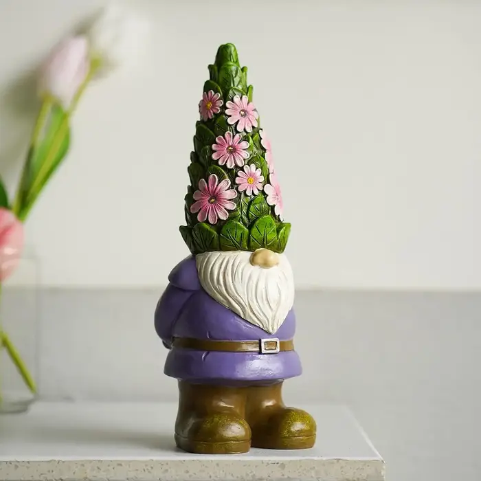 Statues extérieures de jardin solaire ange avec succulente – Figurine