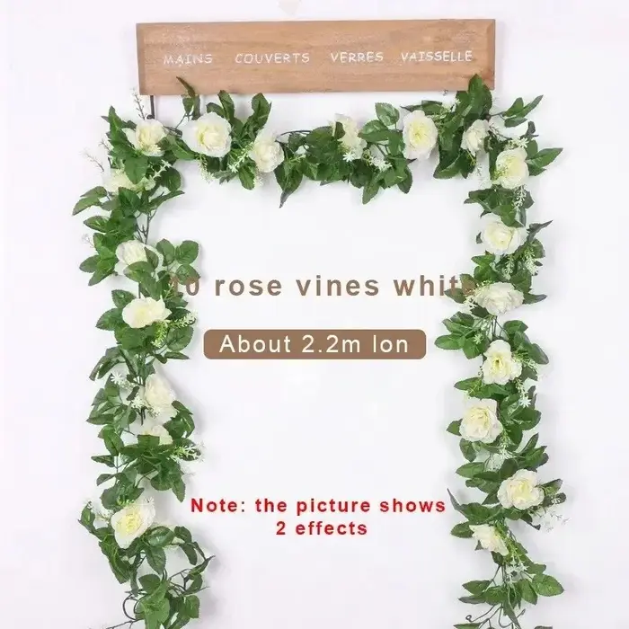 1 pièces 2.2M fleur blanche artificielle faux suspendus fausses plantes de vigne feuilles artificielles guirlande de fleurs décoration de mariage