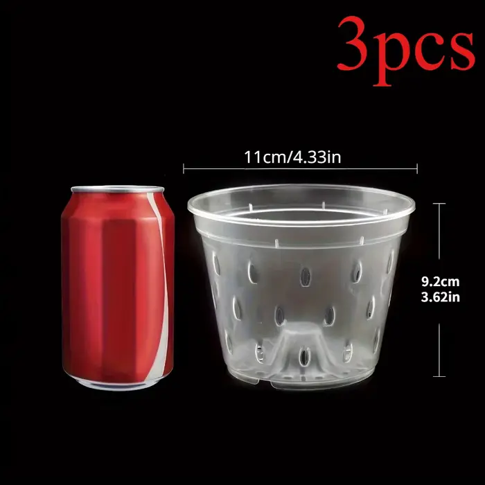 Lot de 3 pots en plastique pour orchidées, pots à orchidées avec trous pour repotage, pour une circu