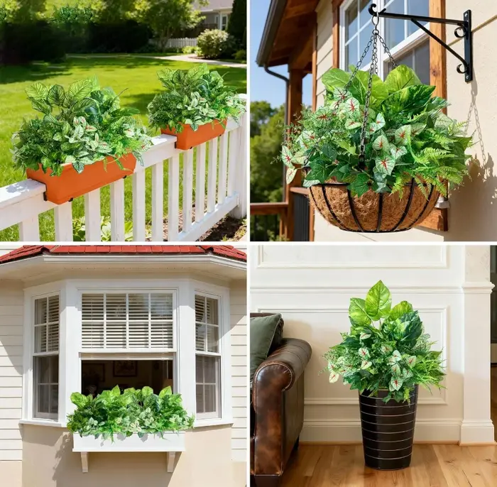 Plantes artificielles en plastique FU JIN pour la décoration de la maison et du jardin, fougère, herbe, décoration murale pour mariage, extérieur, feuilles vertes, fleurs artificielles