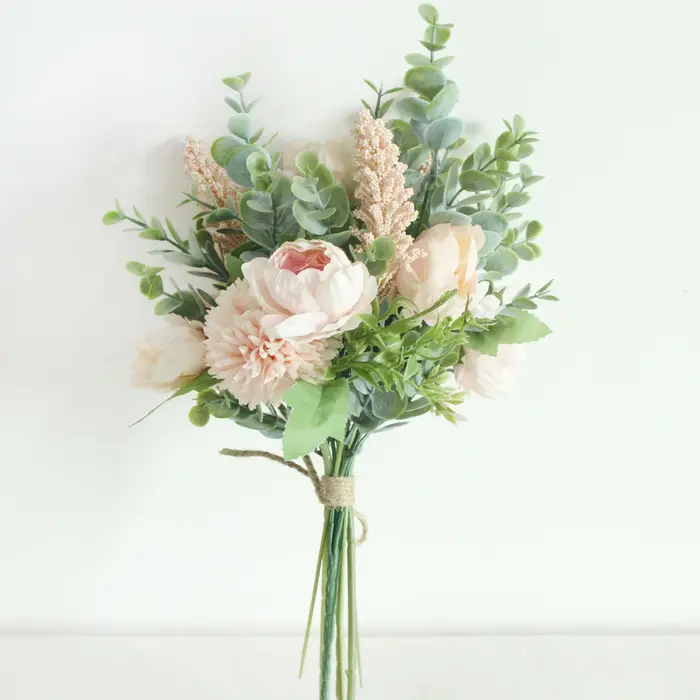 Pivoine Rose fleurs artificielles décor de mariage Eucalyptus mariée tenant Bouquet fête de noël organiser soie