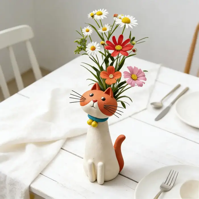 Vase à fleurs amusant et mignon en forme de chat