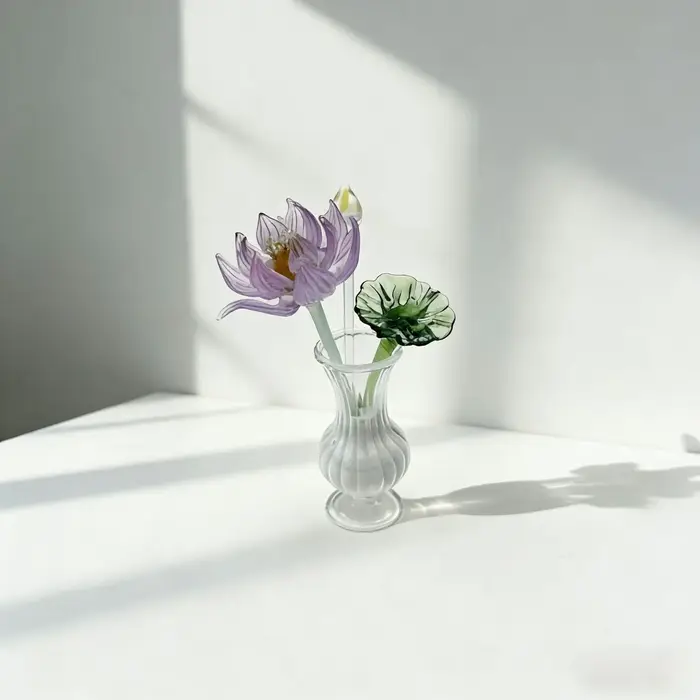 Mini décoration en verre en forme de fleur de lotus | Ornement