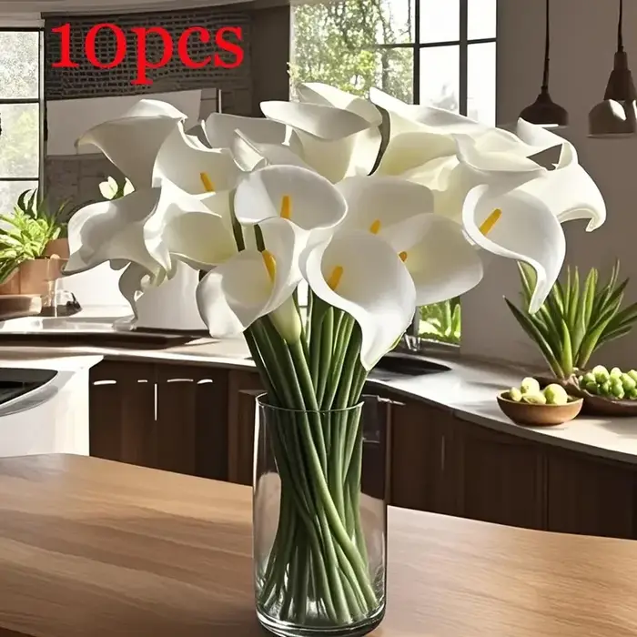 10 fleurs artificielles réalistes de type calla