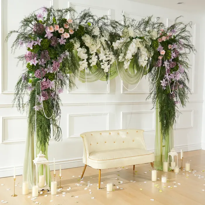 Angela fleur A9033 violet blanc hortensia coin Arrangement floral mariage décoration verdure artificielle rangée suspendue
