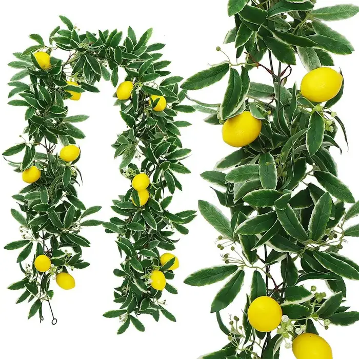 Guirlande de citrons artificiels en eucalyptus printanier
