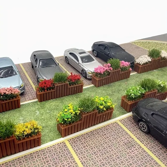 Modèle de parterre de fleurs Miniature de couleur aléatoire, 2 pièces, avec couleurs mélangées, aucun pouvoir nécessaire pour la décoration de la maison, arrière-plan de photographie