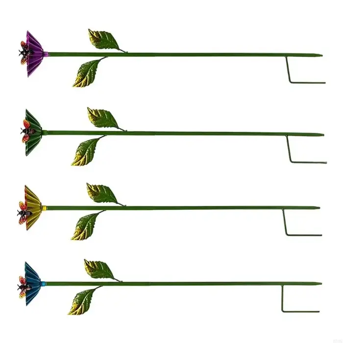 Jeu 4 piquets jardin fleurs en métal pour l'extérieur
