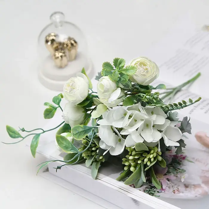 Bouquet d'hortensias artificielles en soie, 5 branches, fausses pivoines, Roses de mariée, décor de 