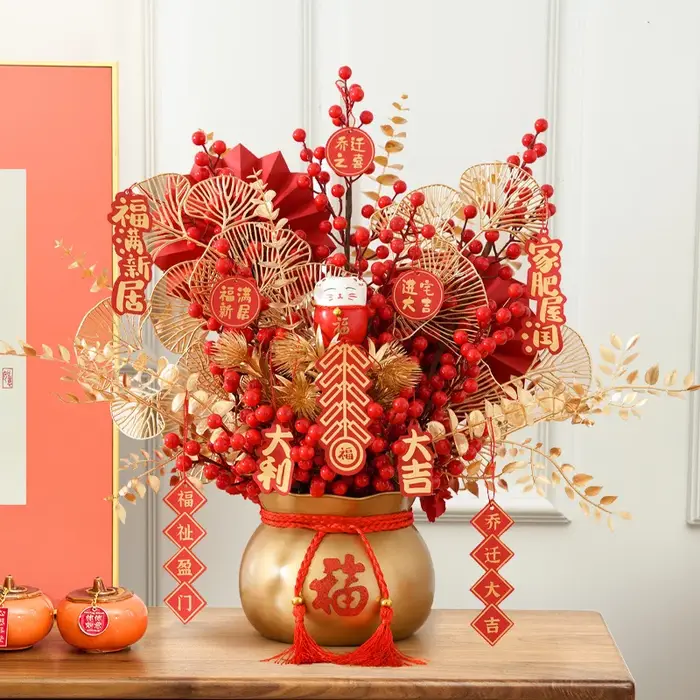 Décoration de fête de vacances chinoise fleurs artificielles décor de bureau de maison de noël fleur
