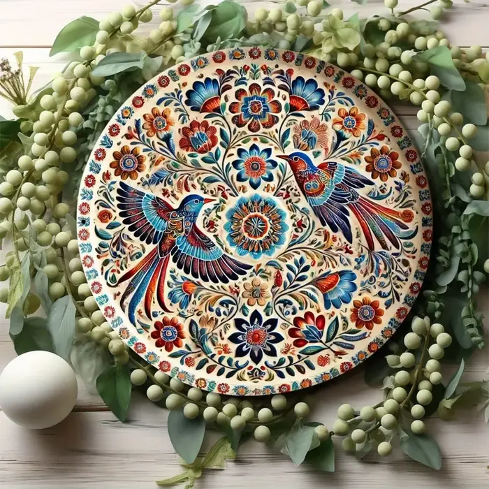 Art mural rond floral en métal | Plaque de fer avec feuillage luxuriante